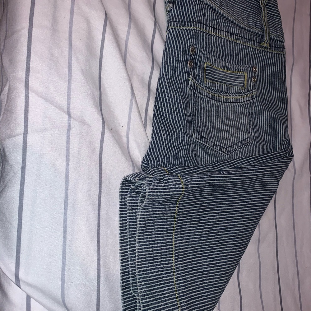 Younique Denim Pinstripe Bermuda Shorts - Picture 2 of 8